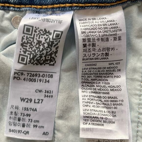 Levi's Ribcage Distressed Straight Ankle Jeans Super High Rise Denim Size 26 NWT - Picture 9 of 14